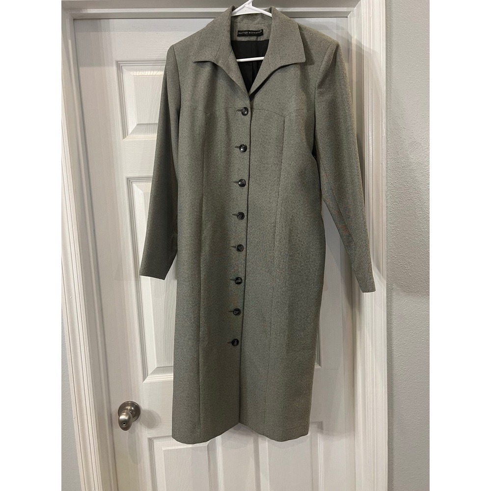 Morton Bernard Blazer Dress Houndstooth Button Front‎ Career Gray